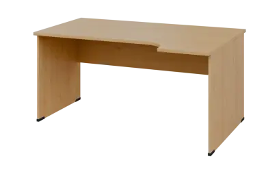 ORL 28 - 164 stůl kancelářský, rohový, pravý, dřevěná podnož, deska 25 mm, široký 1600 mm, javor horský