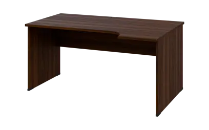 ORL 28 - 164 stůl kancelářský, rohový, pravý, dřevěná podnož, deska 25 mm, široký 1600 mm, ořech královský