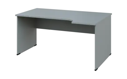 ORL 28 - 164 stůl kancelářský, rohový, pravý, dřevěná podnož, deska 25 mm, široký 1600 mm, šedá