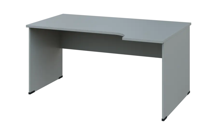 ORL 28 - 164 stůl kancelářský, rohový, pravý, dřevěná podnož, deska 25 mm, široký 1600 mm, šedá