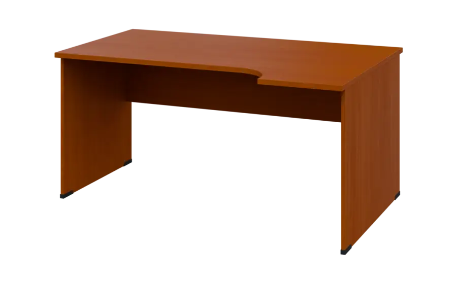 ORL 28 - 164 stůl kancelářský, rohový, pravý, dřevěná podnož, deska 25 mm, široký 1600 mm, třešeň šumavská
