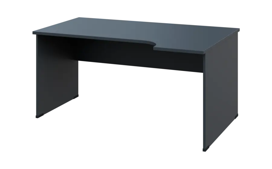 ORL 28 - 164 stůl kancelářský, rohový, pravý, dřevěná podnož, deska 25 mm, široký 1600 mm, antracit