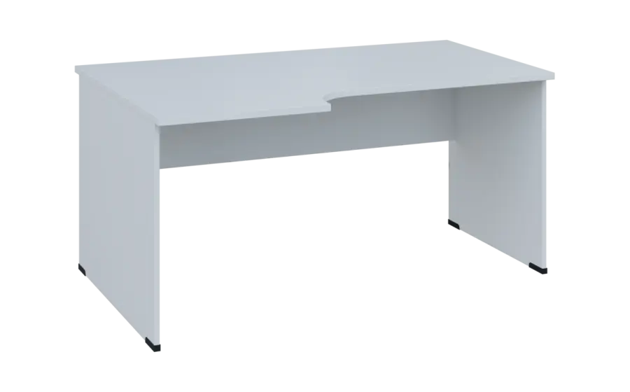 ORL 28 - 166 stůl kancelářský, rohový, levý, dřevěná podnož, deska 25 mm, široký 1600 mm, bílá