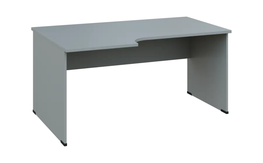 ORL 28 - 166 stůl kancelářský, rohový, levý, dřevěná podnož, deska 25 mm, široký 1600 mm, šedá