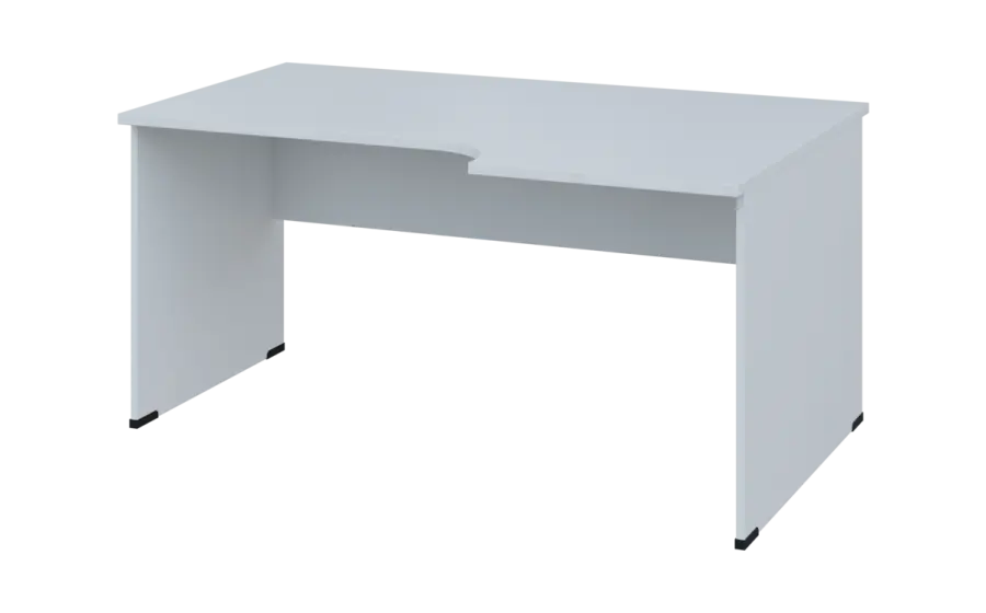 ORL 28 - 166 stůl kancelářský, rohový, pravý, dřevěná podnož, deska 25 mm, široký 1600 mm, bílá