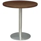 RC 500 - 2 stůl kulatý, deska pr.700 mm ořech královský (síla 25 mm), noha broušený nerez