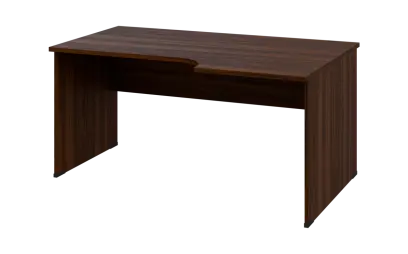 ORL 28 - 166 stůl kancelářský, rohový, pravý, dřevěná podnož, deska 25 mm, široký 1600 mm, ořech královský