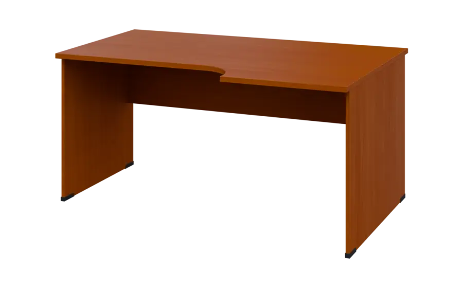ORL 28 - 166 stůl kancelářský, rohový, pravý, dřevěná podnož, deska 25 mm, široký 1600 mm, třešeň šumavská