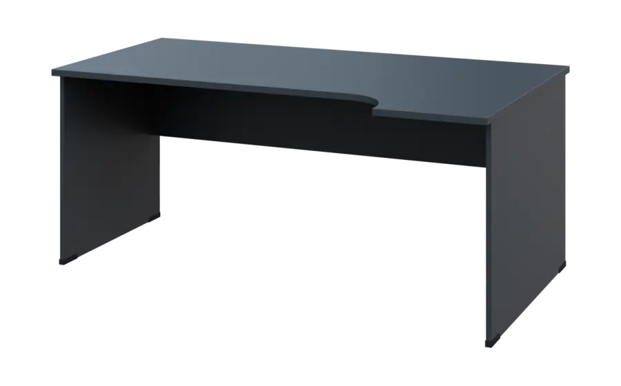 ORL 28 - 184 stůl kancelářský, rohový, pravý, dřevěná podnož, deska 25 mm, široký 1800 mm, antracit