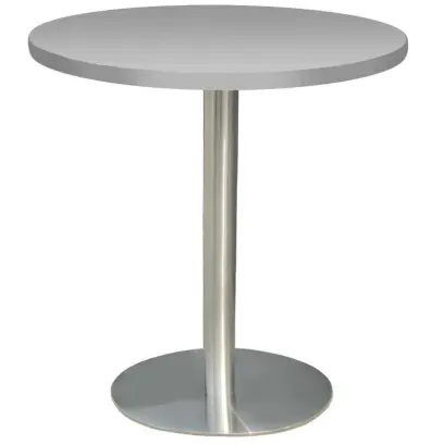 RC 500 - 2 stůl kulatý, deska pr.700 mm šedá (síla 25 mm), noha broušený nerez