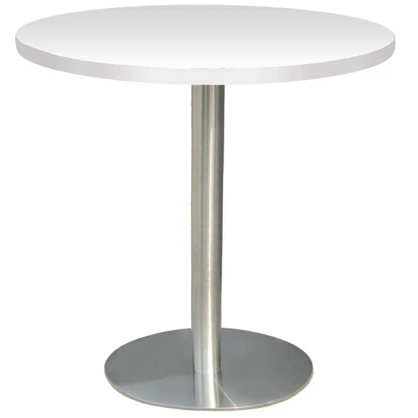 RC 500 - 3 stůl kulatý, deska pr.800 mm bílá (síla 25 mm), noha broušený nerez