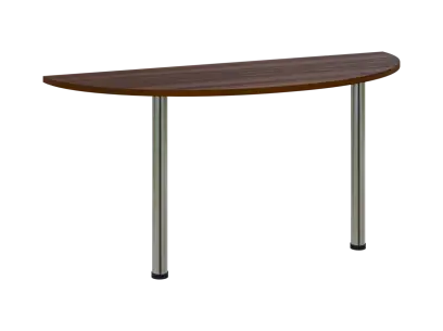 OJC 2 - 16 přístavba jednací, kovová podnož chrom, síla desky 25 mm, široká 1600 mm, ořech královský