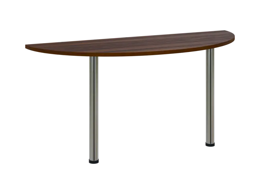 OJC 2 - 16 přístavba jednací, kovová podnož chrom, síla desky 25 mm, široká 1600 mm, ořech královský