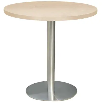 RC 500 - 3 stůl kulatý, deska pr.800 mm bříza irská (síla 25 mm), noha broušený nerez