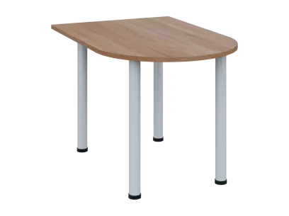 OJV 28 - 12 přístavba jednací, kovová podnož bílá, síla desky 25 mm, široká 1200 mm, dub bardolino