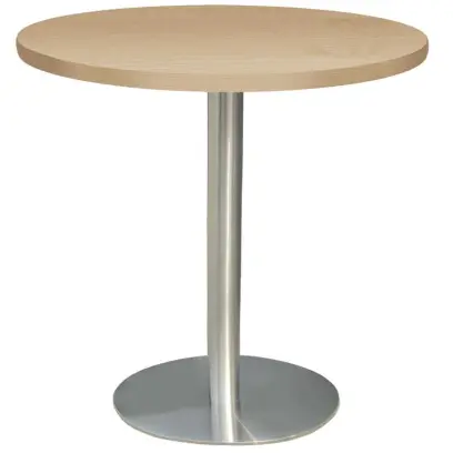 RC 500 - 3 stůl kulatý, deska pr.800 mm javor horský (síla 25 mm), noha broušený nerez