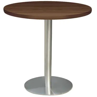 RC 500 - 3 stůl kulatý, deska pr.800 mm ořech královský (síla 25 mm), noha broušený nerez