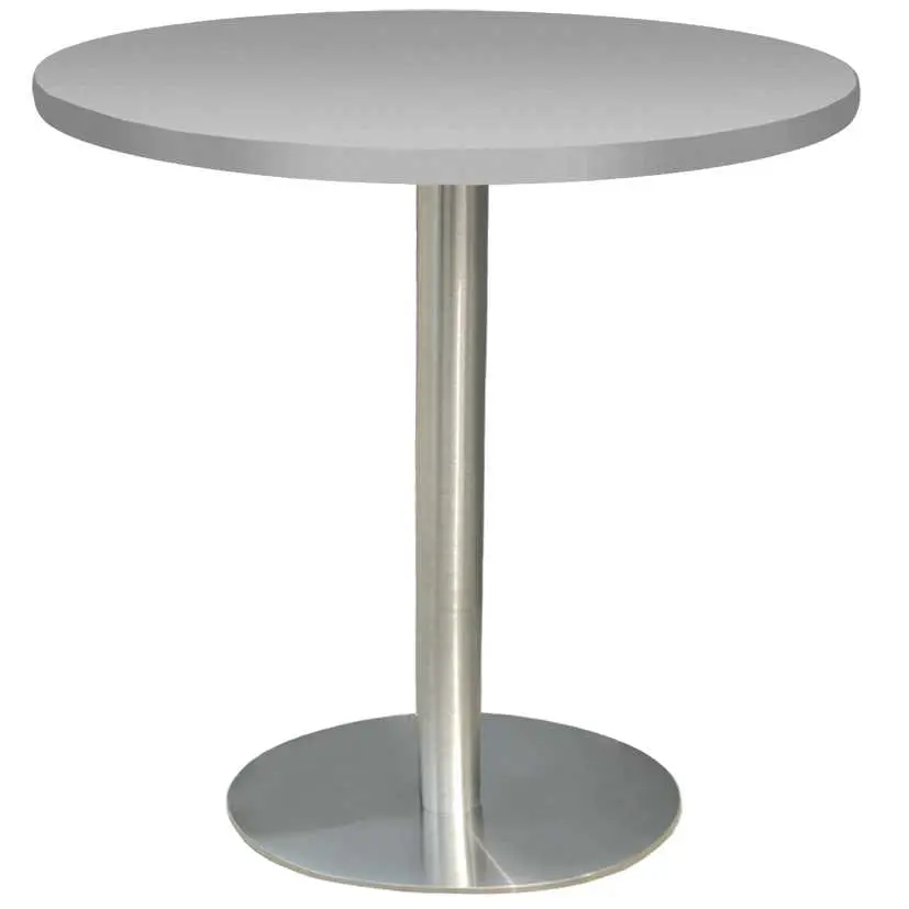 RC 500 - 3 stůl kulatý, deska pr.800 mm šedá (síla 25 mm), noha broušený nerez