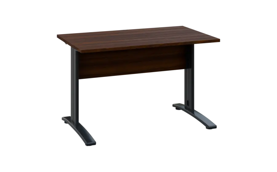OPK 27 - 12 stůl kancelářský, kovová podnož černá, deska 25 mm, široký 1200 mm, ořech královský