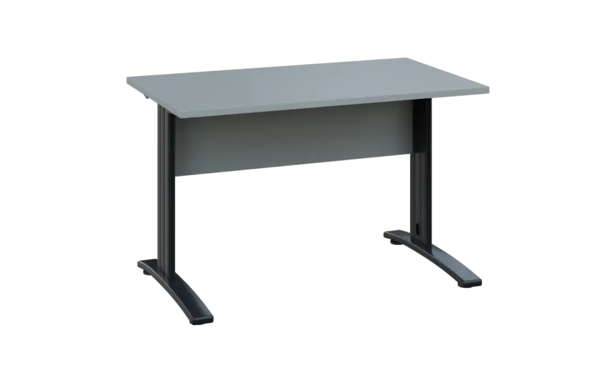 OPK 27 - 12 stůl kancelářský, kovová podnož černá, deska 25 mm, široký 1200 mm, šedá