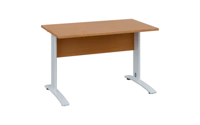 OPK 27 - 12 stůl kancelářský, kovová podnož bílá, deska 25 mm, široký 1200 mm, buk royal