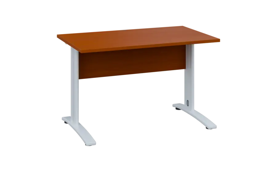OPK 27 - 12 stůl kancelářský, kovová podnož bílá, deska 25 mm, široký 1200 mm, třešeň šumavská