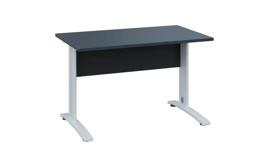 OPK 27 - 12 stůl kancelářský, kovová podnož bílá, deska 25 mm, široký 1200 mm, antracit