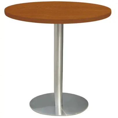 RC 500 - 3 stůl kulatý, deska pr.800 mm třešeň šumavská (síla 25 mm), noha broušený nerez