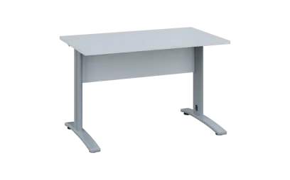 OPK 27 - 12 stůl kancelářský, kovová podnož stříbrná, deska 25 mm, široký 1200 mm, bílá