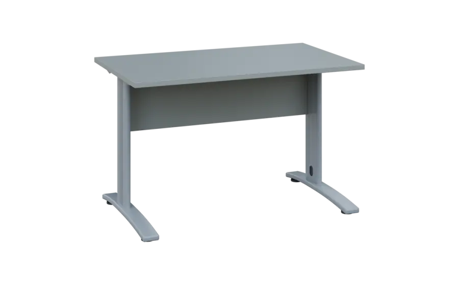 OPK 27 - 12 stůl kancelářský, kovová podnož stříbrná, deska 25 mm, široký 1200 mm, šedá