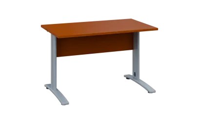 OPK 27 - 12 stůl kancelářský, kovová podnož stříbrná, deska 25 mm, široký 1200 mm, třešeň šumavská