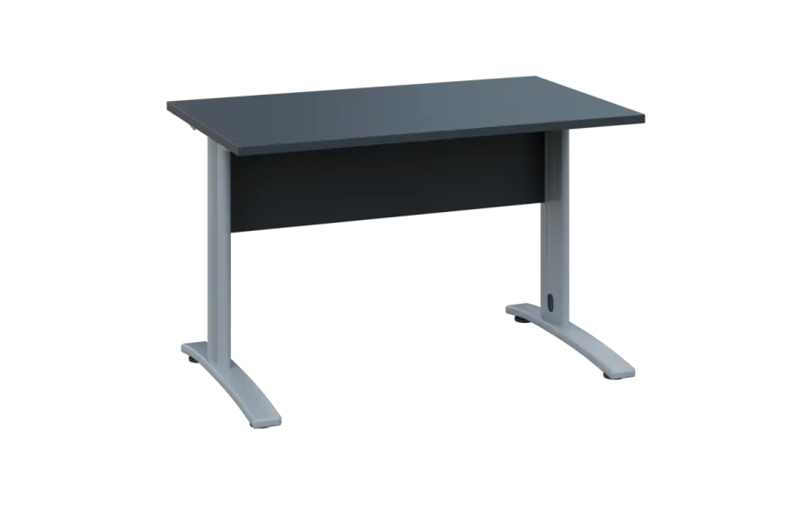 OPK 27 - 12 stůl kancelářský, kovová podnož stříbrná, deska 25 mm, široký 1200 mm, antracit