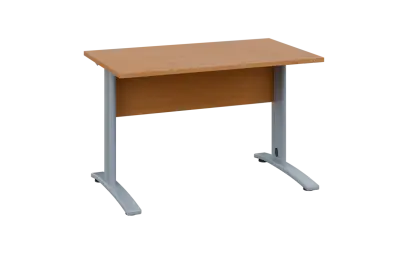 OPK 27 - 14 stůl kancelářský, kovová podnož stříbrná, deska 25 mm, široký 1400 mm, buk royal