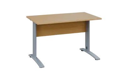 OPK 27 - 14 stůl kancelářský, kovová podnož stříbrná, deska 25 mm, široký 1400 mm, javor horský