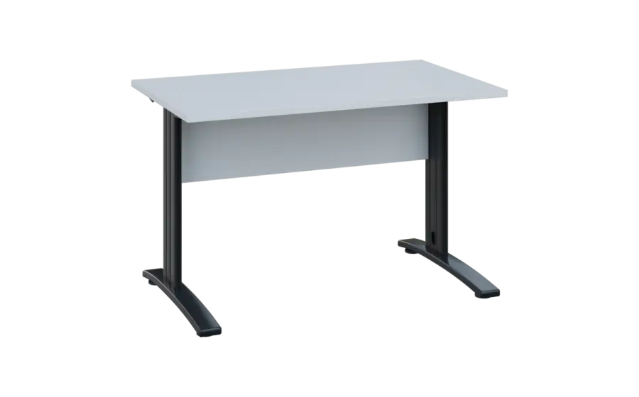 OPK 27 - 14 stůl kancelářský, kovová podnož černá, deska 25 mm, široký 1400 mm, bílá