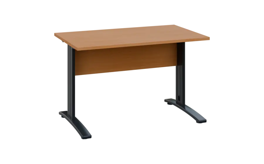 OPK 27 - 14 stůl kancelářský, kovová podnož černá, deska 25 mm, široký 1400 mm, buk royal
