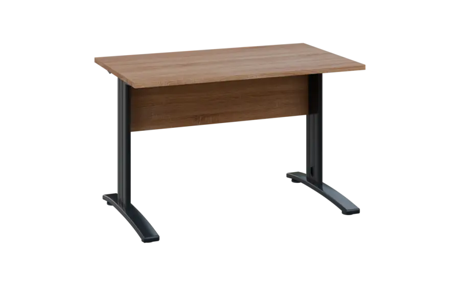 OPK 27 - 14 stůl kancelářský, kovová podnož černá, deska 25 mm, široký 1400 mm, dub bardolino
