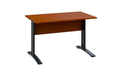 OPK 27 - 14 stůl kancelářský, kovová podnož černá, deska 25 mm, široký 1400 mm, třešeň šumavská