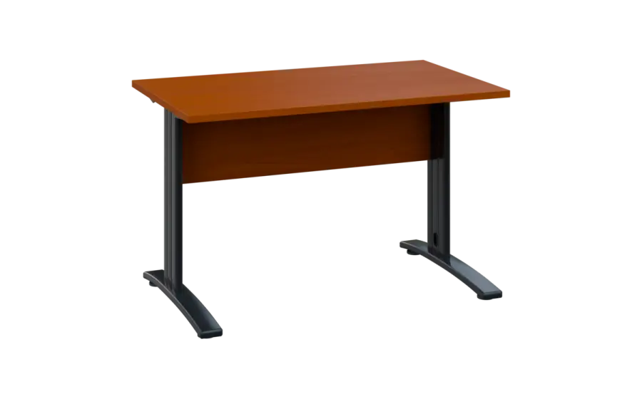 OPK 27 - 14 stůl kancelářský, kovová podnož černá, deska 25 mm, široký 1400 mm, třešeň šumavská