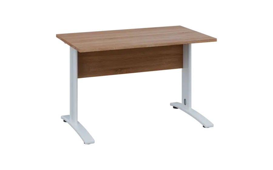 OPK 27 - 14 stůl kancelářský, kovová podnož bílá, deska 25 mm, široký 1400 mm, dub bardolino
