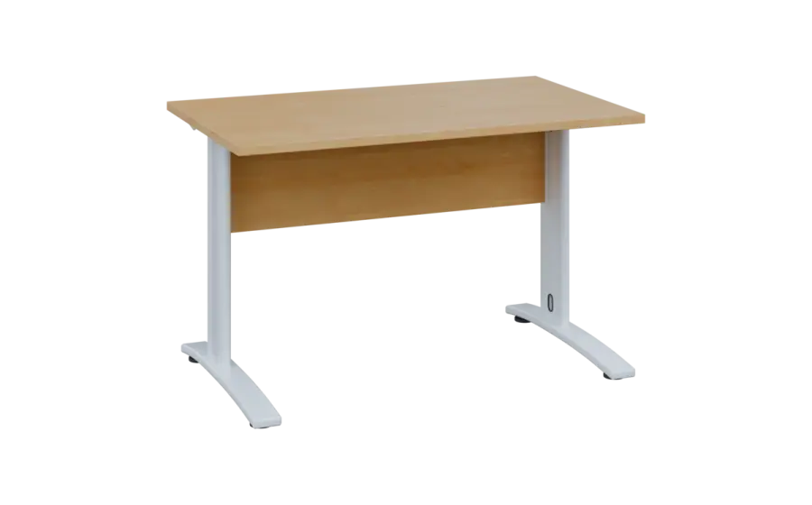 OPK 27 - 14 stůl kancelářský, kovová podnož bílá, deska 25 mm, široký 1400 mm, javor horský