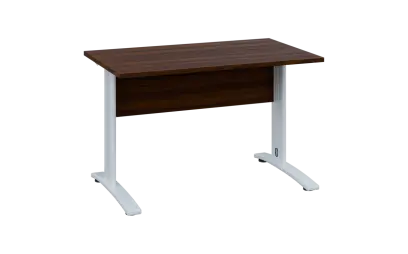 OPK 27 - 14 stůl kancelářský, kovová podnož bílá, deska 25 mm, široký 1400 mm, ořech královský