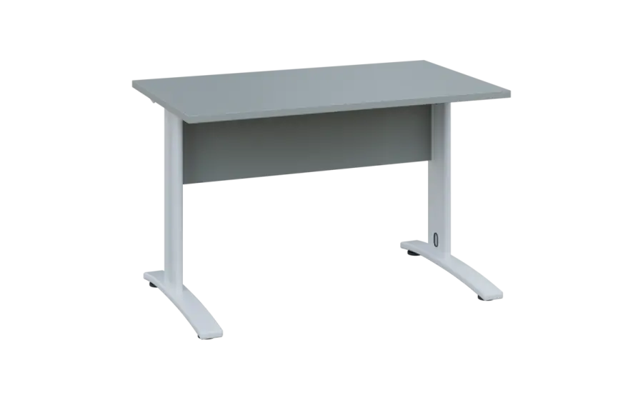 OPK 27 - 14 stůl kancelářský, kovová podnož bílá, deska 25 mm, široký 1400 mm, šedá