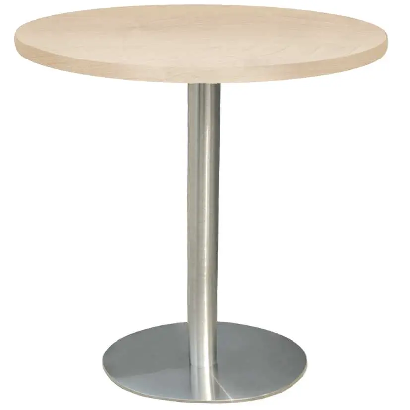 RC 500 - 4 stůl kulatý, deska pr.900 mm bříza irská (síla 25 mm), noha broušený nerez