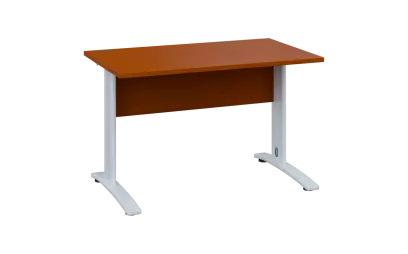 OPK 27 - 14 stůl kancelářský, kovová podnož bílá, deska 25 mm, široký 1400 mm, třešeň šumavská