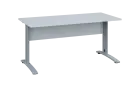 OPK 27 - 16 stůl kancelářský, kovová podnož stříbrná, deska 25 mm, široký 1600 mm, bílá