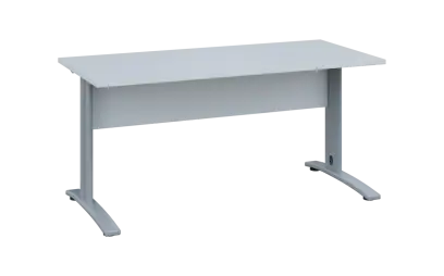 OPK 27 - 16 stůl kancelářský, kovová podnož stříbrná, deska 25 mm, široký 1600 mm, bílá