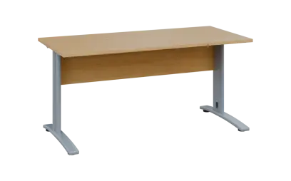 OPK 27 - 16 stůl kancelářský, kovová podnož stříbrná, deska 25 mm, široký 1600 mm, javor horský