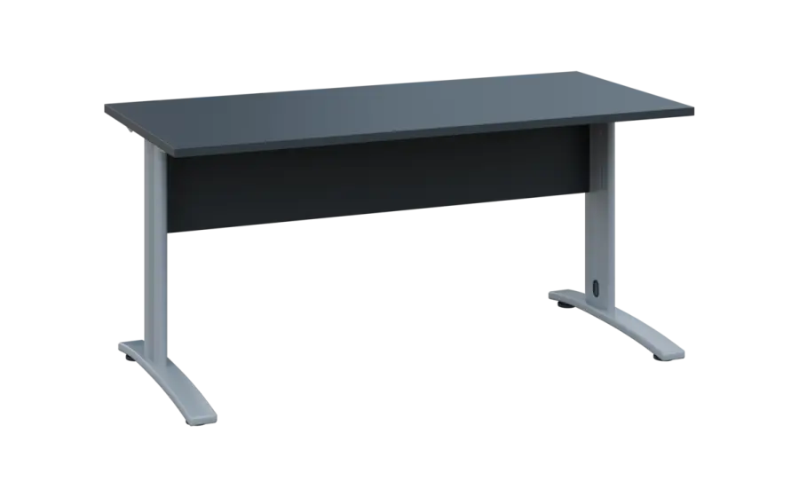 OPK 27 - 16 stůl kancelářský, kovová podnož stříbrná, deska 25 mm, široký 1600 mm, antracit