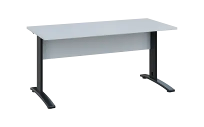 OPK 27 - 16 stůl kancelářský, kovová podnož černá, deska 25 mm, široký 1600 mm, bílá